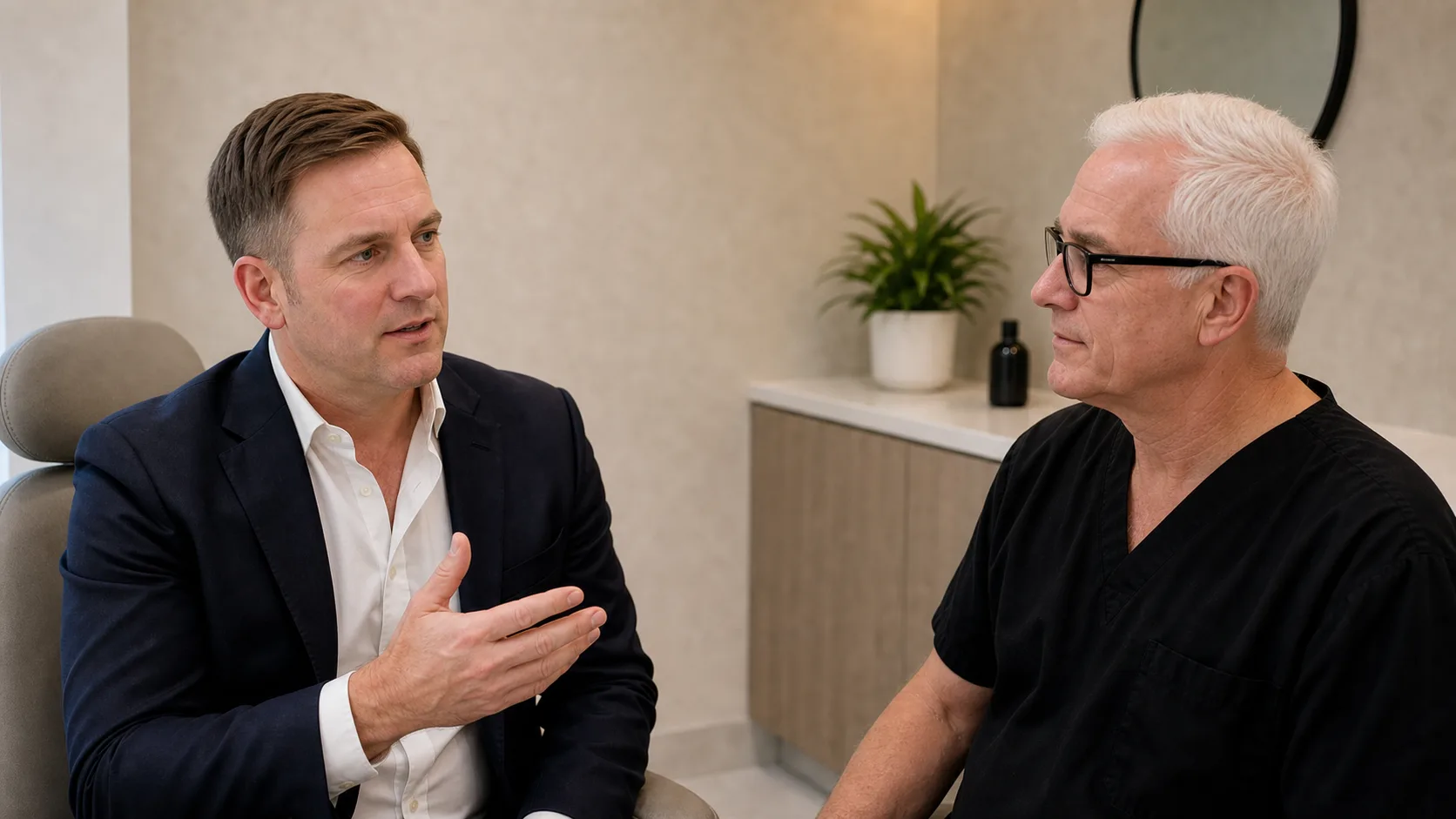 Pricing and treatment-decision consultation context for male patient consultation context at Core Aesthetics in Oakleigh