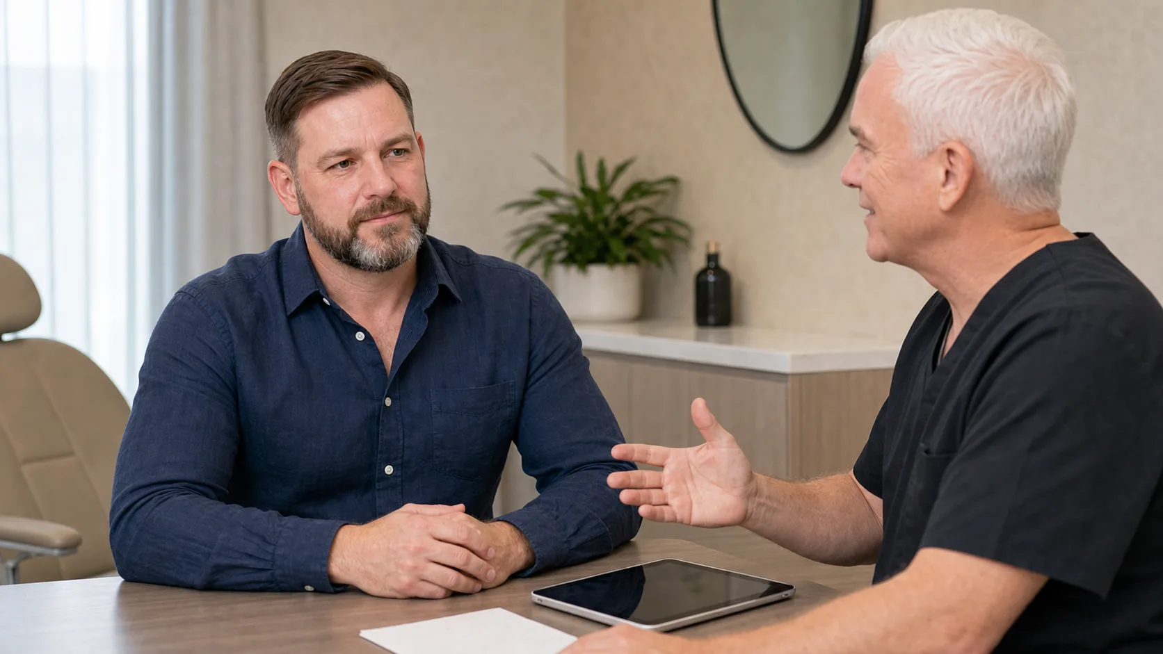 Pricing and treatment-decision consultation context for male patient consultation context at Core Aesthetics in Oakleigh