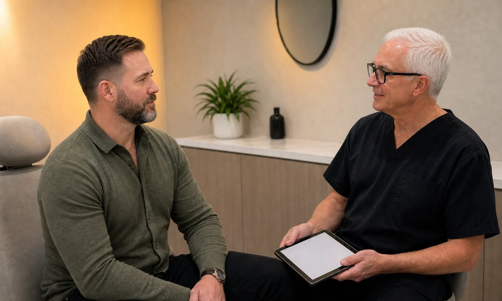 Consultation and assessment context for male patient consultation context at Core Aesthetics in Oakleigh