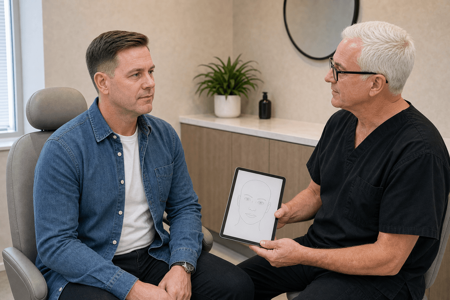 Consultation and assessment context for male patient consultation context at Core Aesthetics in Oakleigh