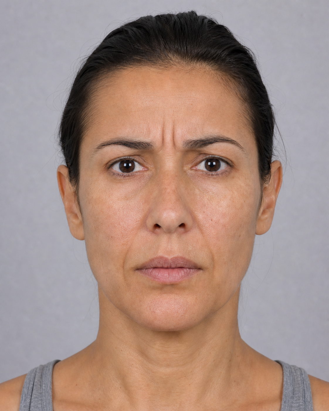 Frown line movement assessment reference for consultation at Core Aesthetics Oakleigh