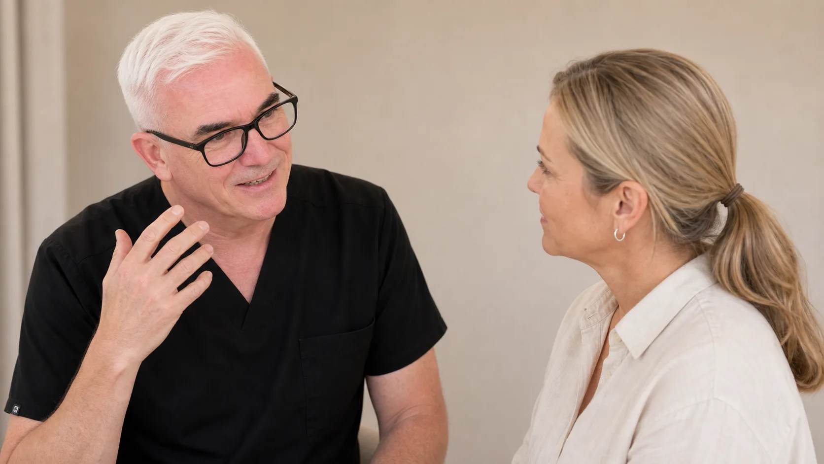 Adult woman shown in a facial support image beside an individual assessment explanation