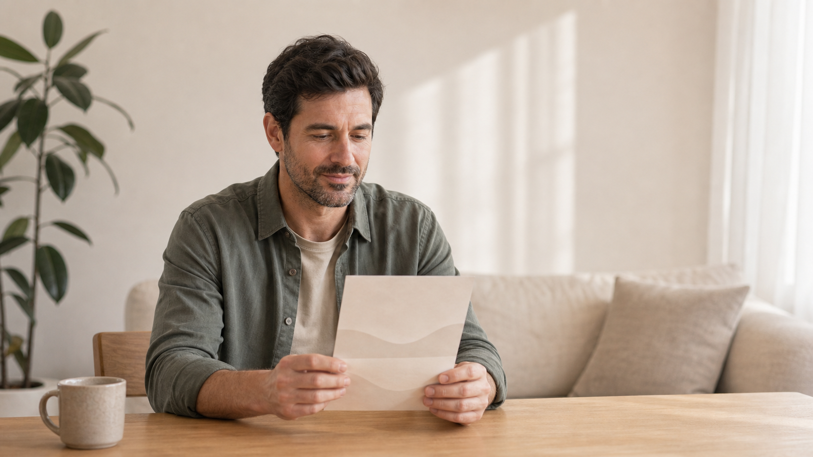 Adult reading written aftercare instructions at home