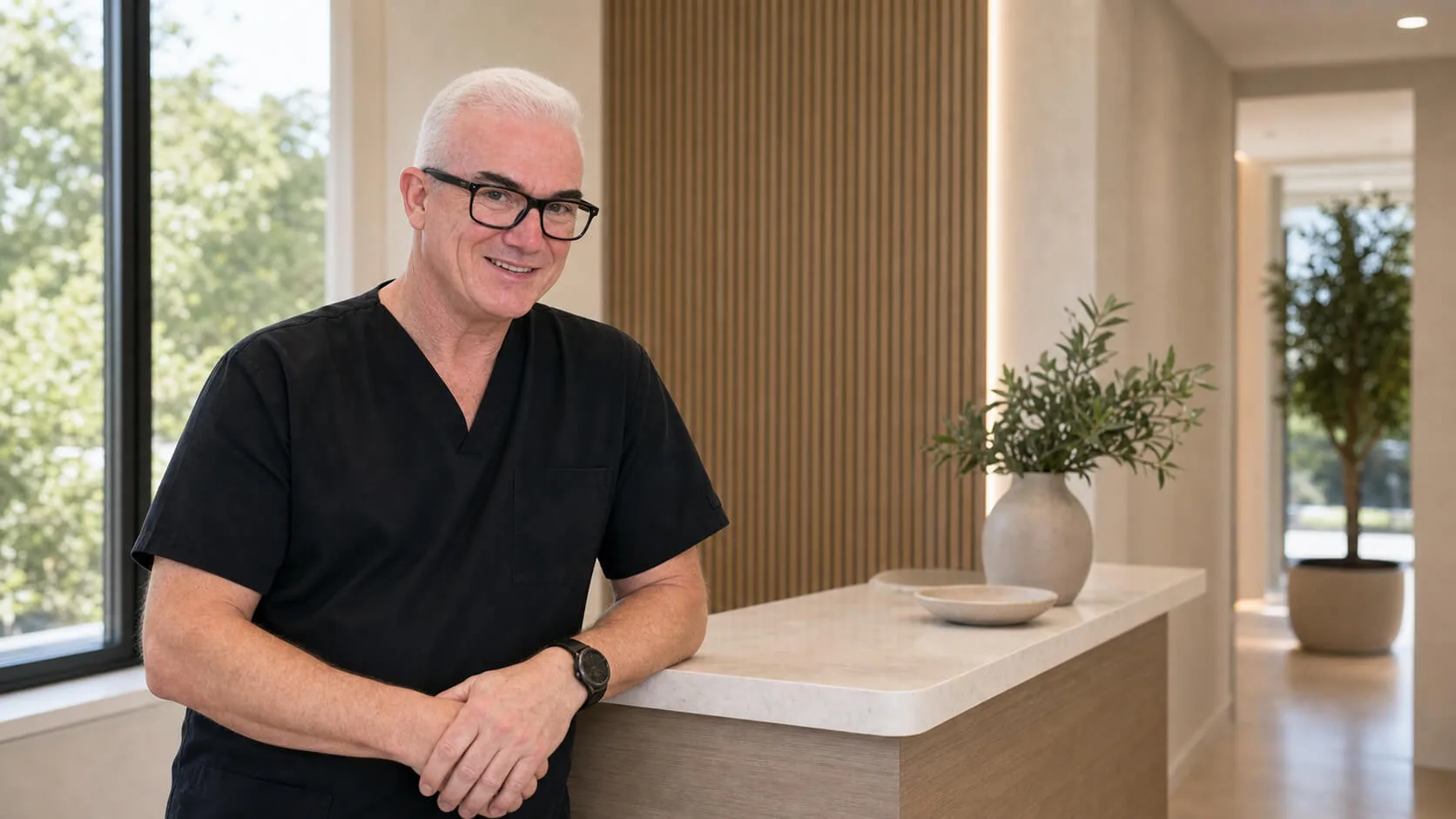 Men's aesthetic consultation context with Oakleigh clinic room context at Core Aesthetics in Oakleigh