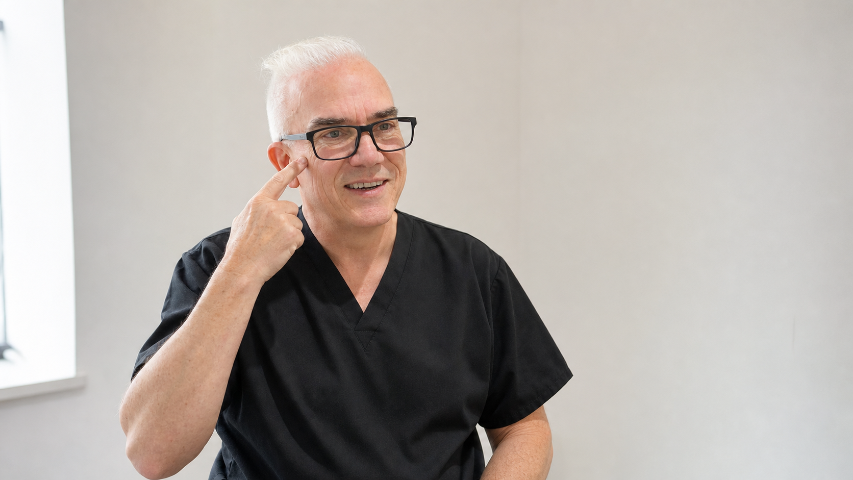 Corey Anderson RN explaining consultation assessment during a private appointment