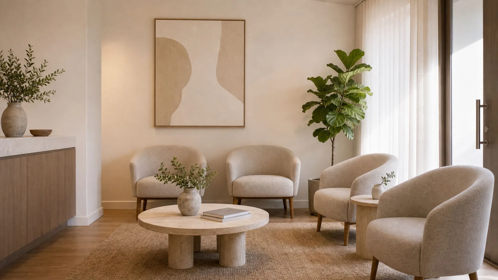Private waiting area reference for comparing consultation setting standards at Core Aesthetics
