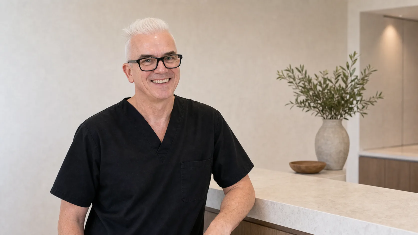 Men's aesthetic consultation context with Oakleigh clinic room context at Core Aesthetics in Oakleigh