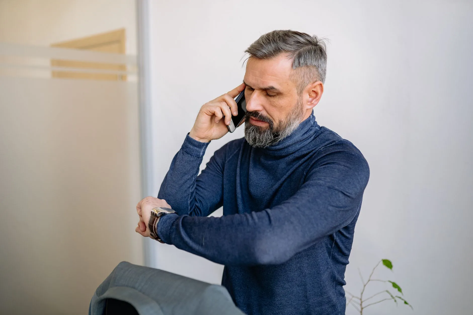 Adult man in a practical GP preparation setting.