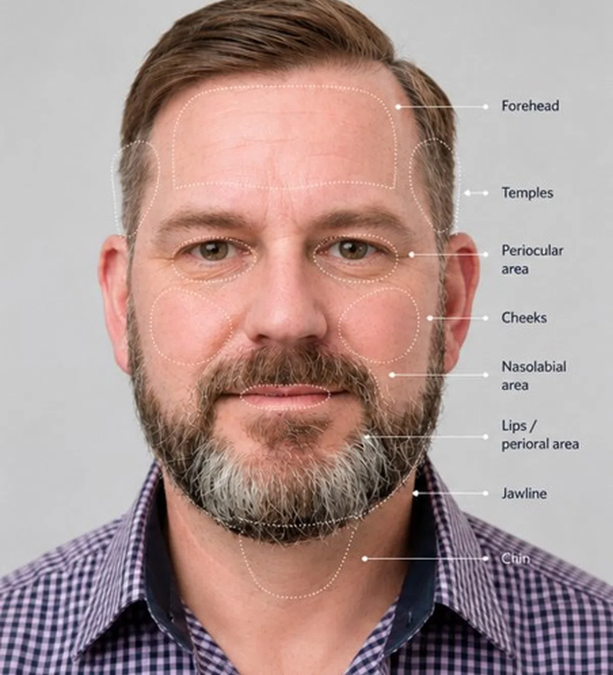 Corey Anderson RN discussing lower face proportions during a consultation