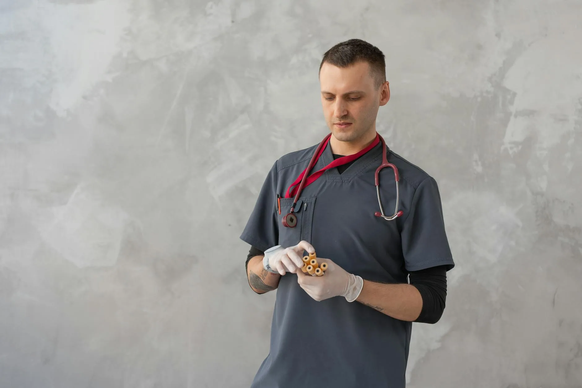 Adult man in a practical health and wellbeing setting for fatigue.