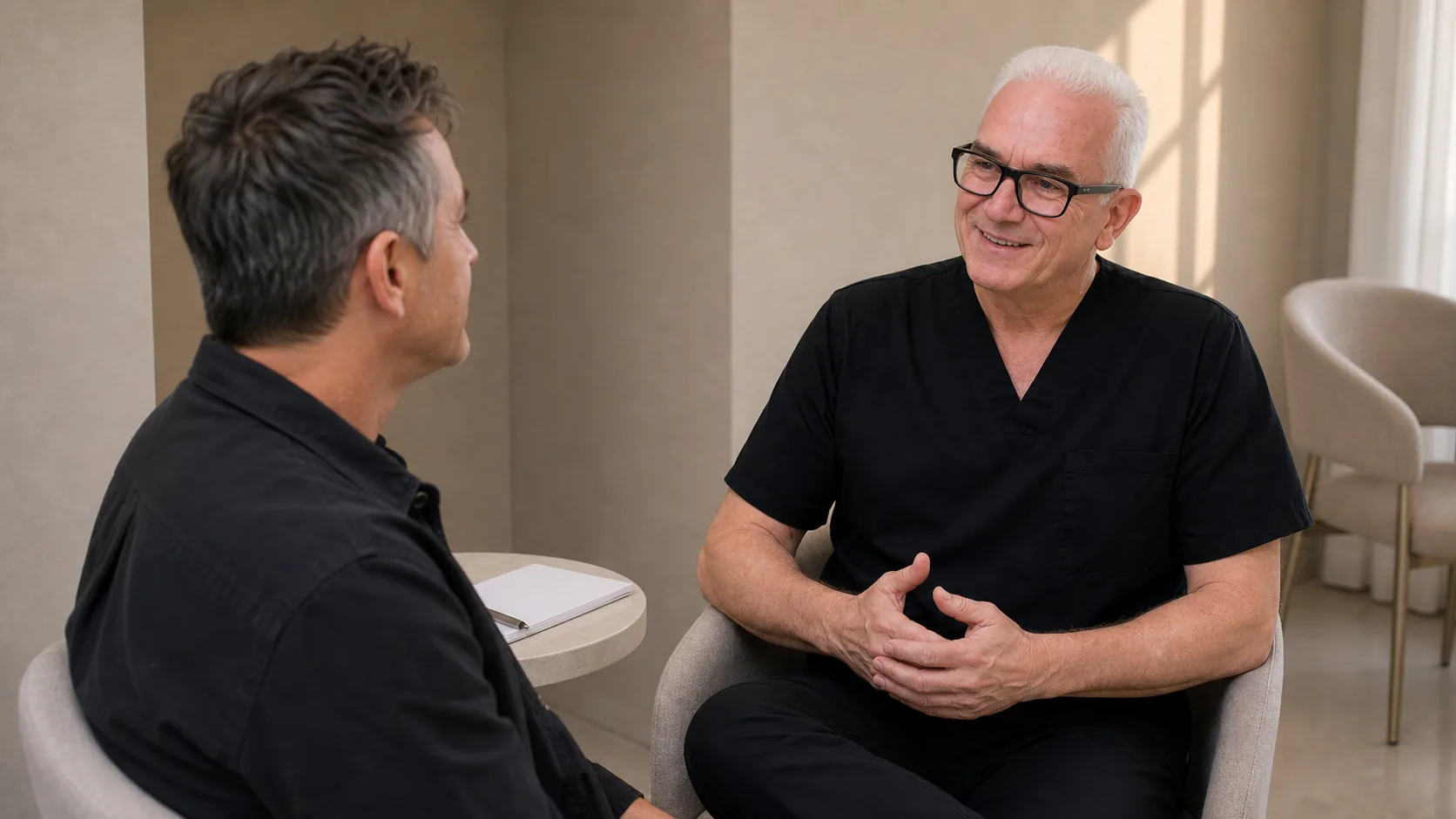Men's aesthetic consultation context for male patient consultation context at Core Aesthetics in Oakleigh