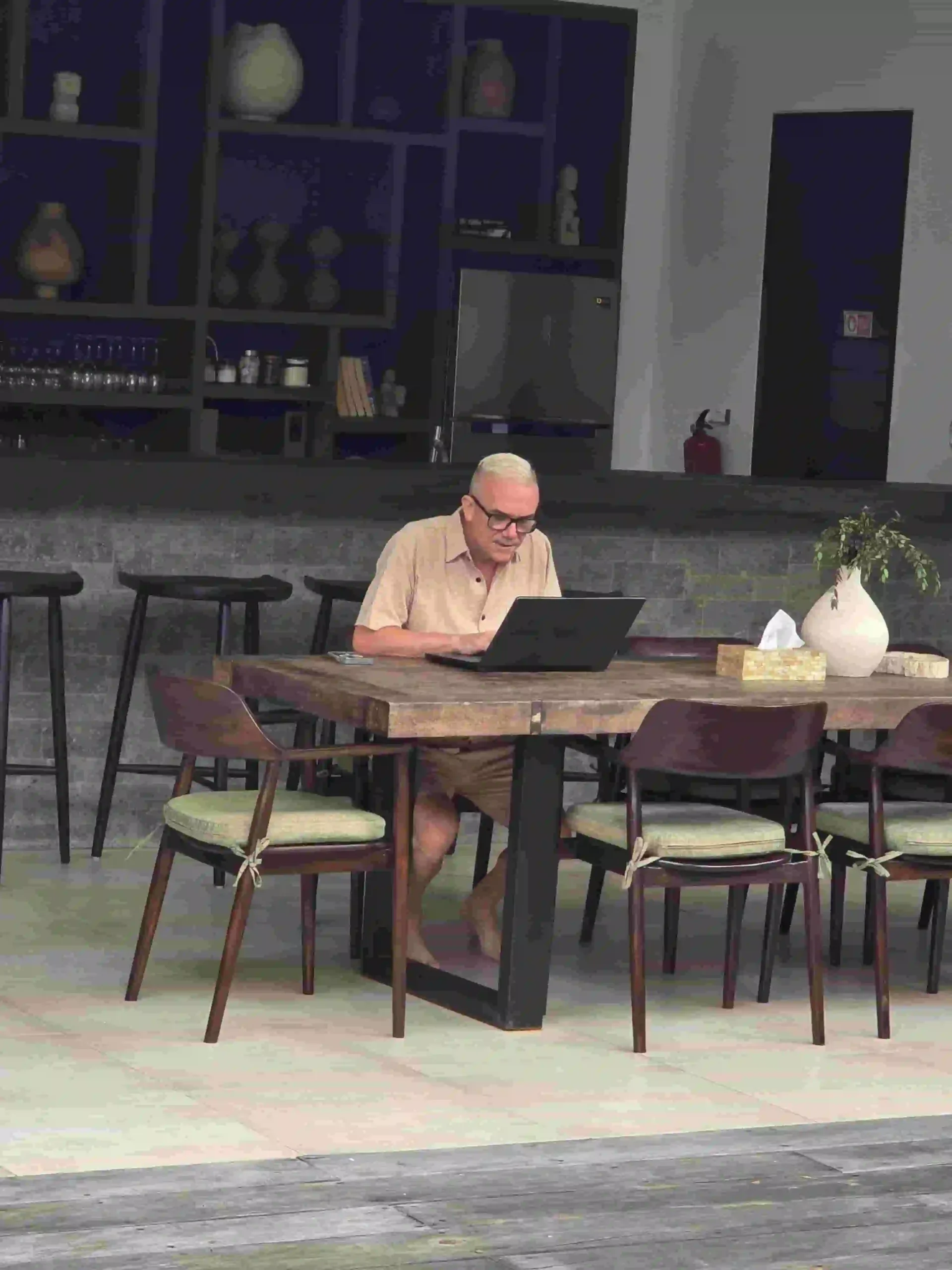 Corey Anderson RN preparing notes for a private consultation