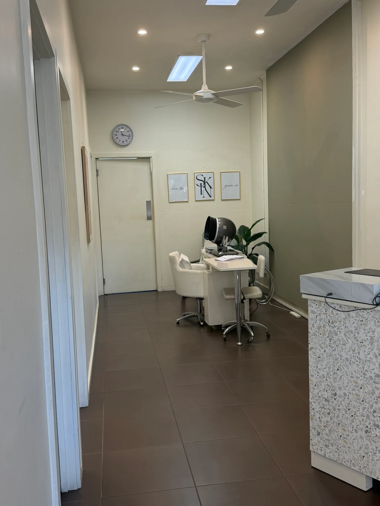 Shared premises hallway leading to the Core Aesthetics consultation room in Oakleigh